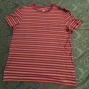 EUC Men's American Eagle Outfitters Burgundy Stripe T-Shirt-Size Medium